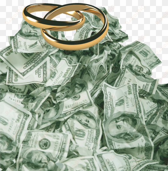 wedding rings on pile of do - marry money