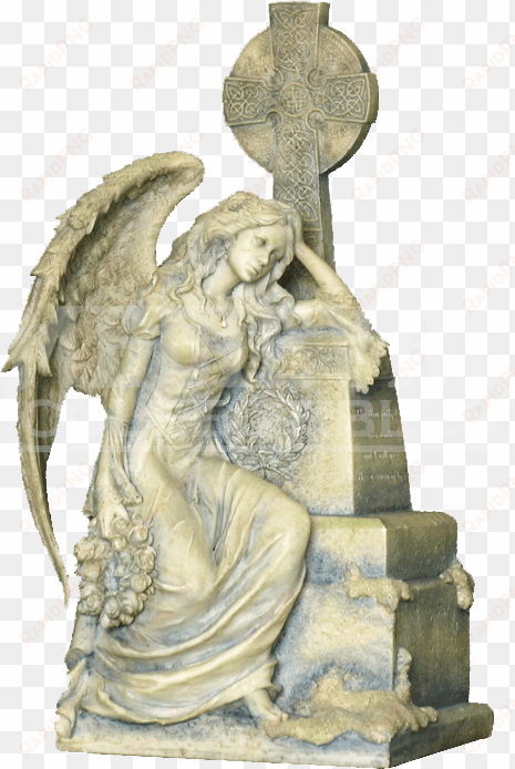 weeping gothic angel sitting by a grave statue wu from - gothic weeping angel sitting and leaning on grave -