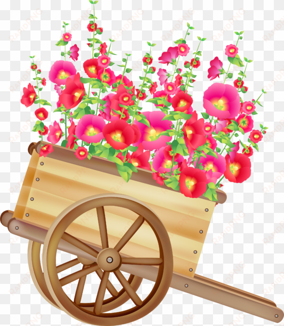 wheelbarrow with flowers png clipart - flower wheelbarrow clipart