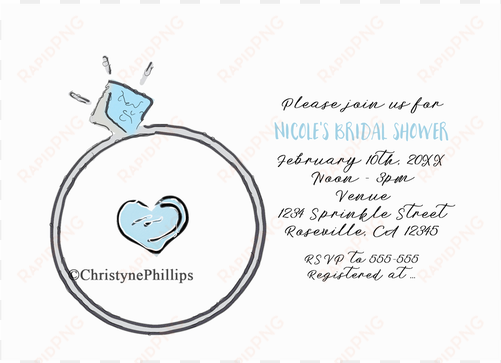 whimsical engagement ring bridal shower invitation - heart