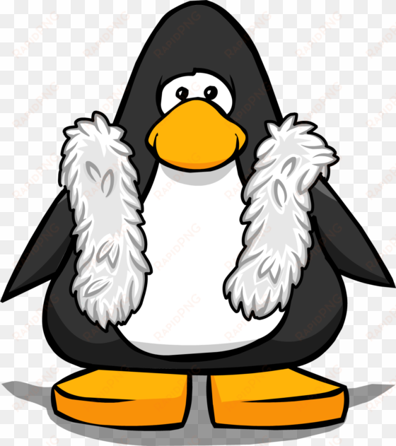 white feather boa player card - club penguin with bow tie