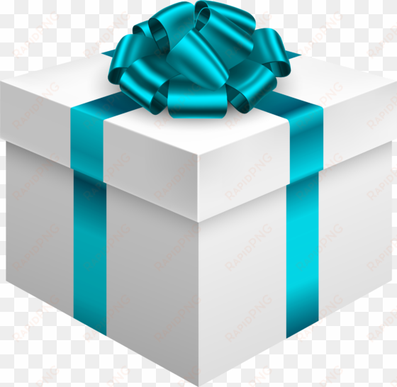 White Gift Box With Blue Bow Png Clipart - Gift Box Red Bow Transparent transparent png image