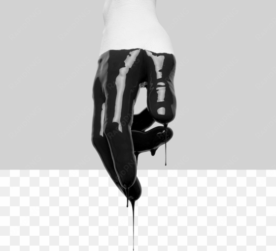 white on white hand dripping in black paint for upton - black paint on hand