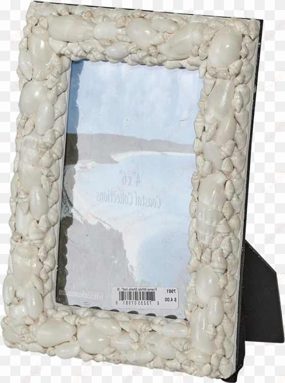 white shells photo frame 4x6" glass pane - white shells seashells photo frame 4x6" glass pane