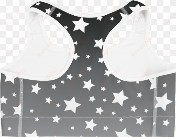 white stars gray ombre sports bra mockup back flat - sports
