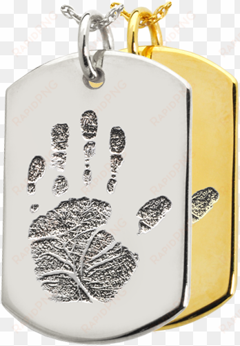 wholesale b&b flat dog tag handprint jewelry shown - handprint heart slider sterling silver cremation pendant