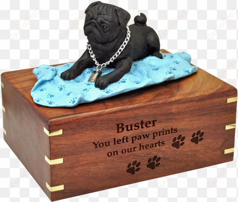 wholesale pug, black on blanket urn engraved with name - pug