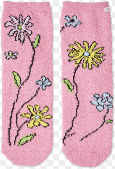 wild flowers plush snuggle sock - life is good women's wild flowers plush snuggle sock