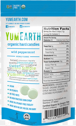 wild peppermint organic hard candy wild peppermint - yum earth ingredients