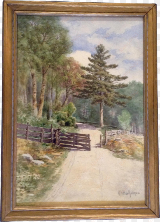 william newton bartholomew painting, old wooden gate - watercolor painting