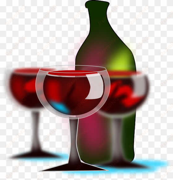 wine glasses, wine, bottle, drink, party, red wine - botella de vino png transparente