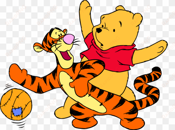 winnie the pooh tigger and ball png clip art - disney characters playing sports