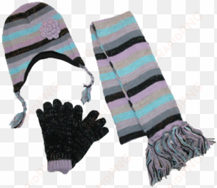 winter hats for women - ctm womens striped with rosette hat gloves