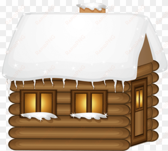 winter wooden house png clip-art image - winter house clipart