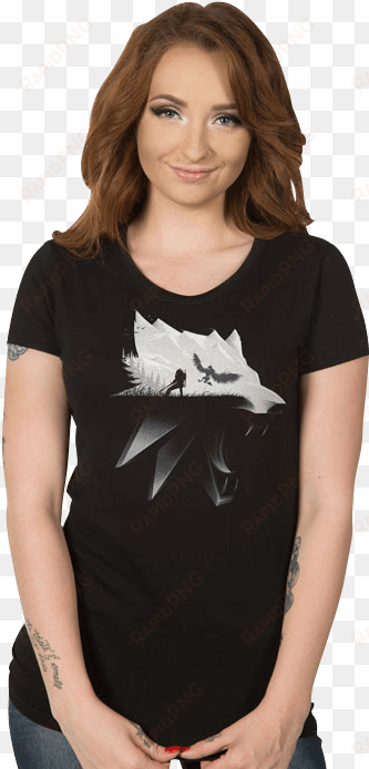 witcher 3 wolf silhouette womens t-shirt - koszulka wiedźmin 3: wolf silhouette damska l