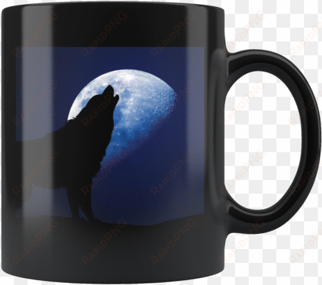 wolf howling at a full moon - mug
