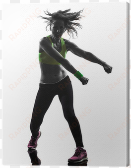 woman exercising fitness zumba dancing silhouette canvas - silueta de zumba fitness