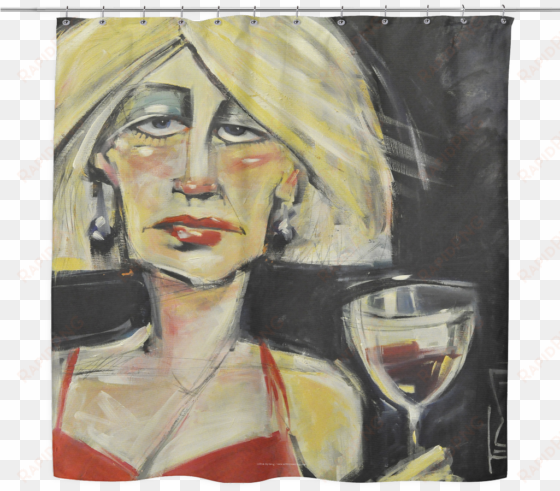 woman in need of red wine woven oxford cloth shower - 24x18 giclee print:giclee print at the gala by tim