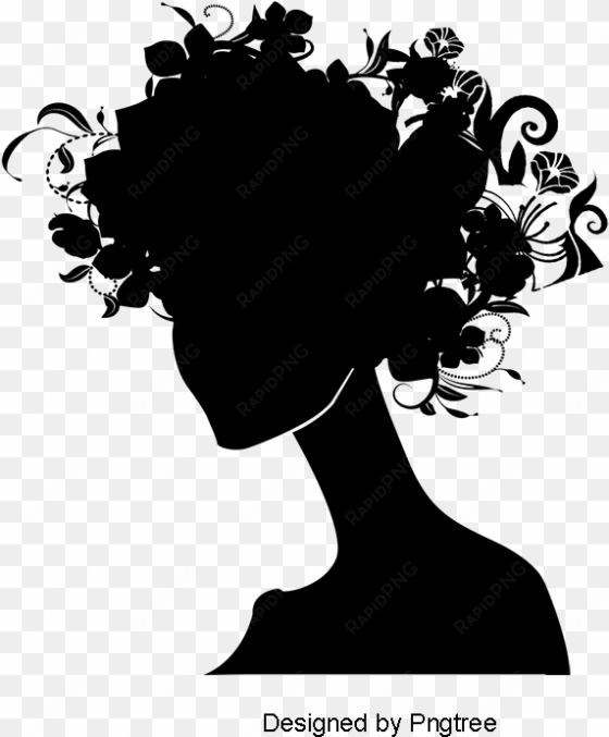 woman silhouette pattern vector material, woman vector, - women head flowers vector free