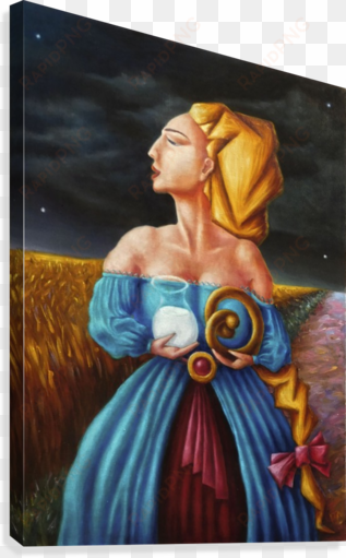 woman with milk and bread canvas print - painting