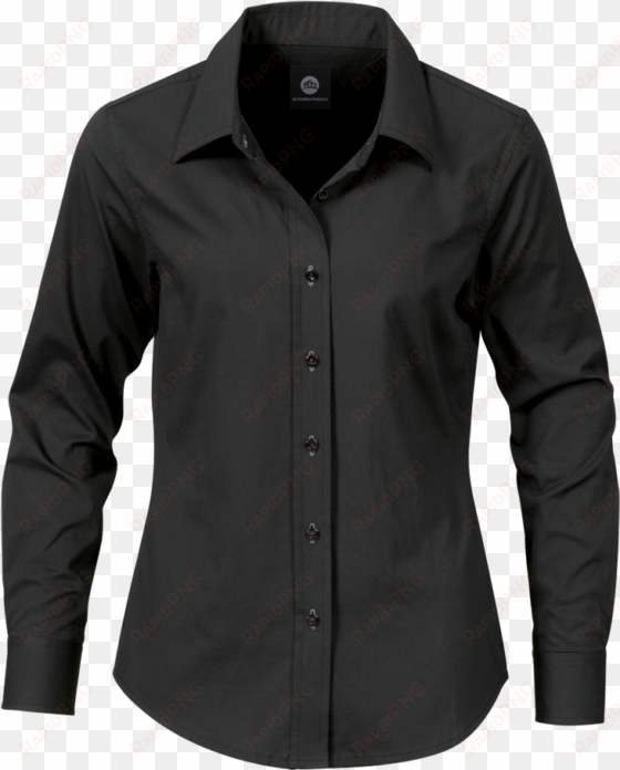 women black dress shirt png image - polo shirt long sleeve mens