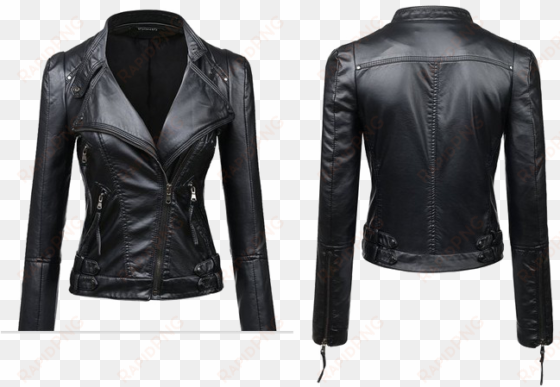 women leather jacket png transparent image - women's black leather jacket png
