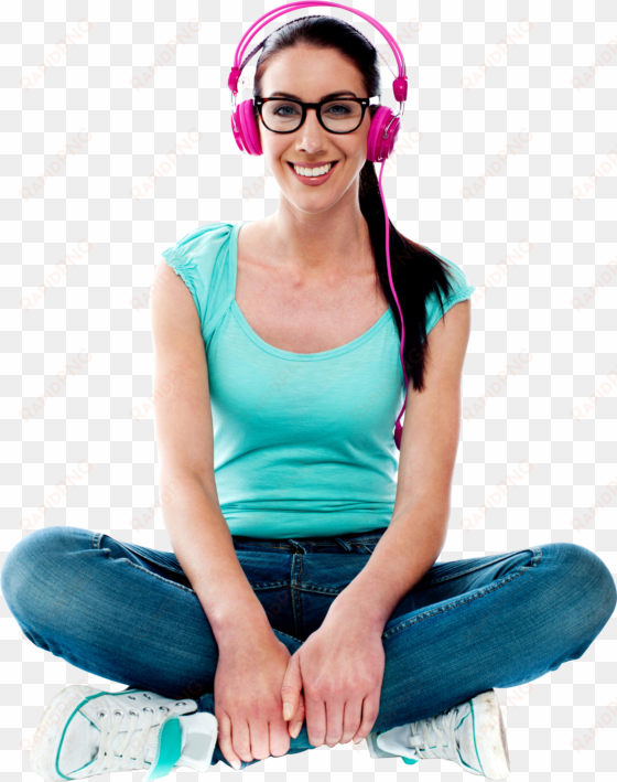 women listening music png image