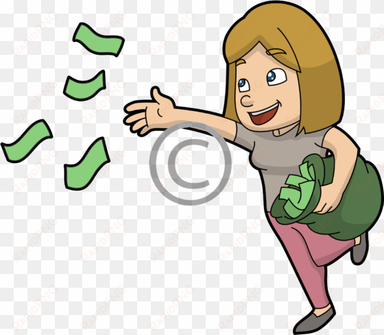 women with money - cartoon