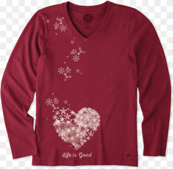 women's floating hearts long sleeve crusher vee - life is good