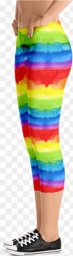 women's pride watercolor rainbow print capri leggings - tracer cosplay leggings