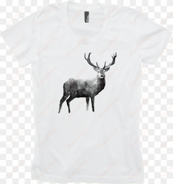 women's tribalstrong watercolor buck t-shirt - elk