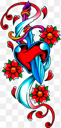 wonderful heart dagger with flowers design - flower