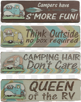 wood camper block sign 7"l 4 assorted 12 pc min - wood block signs by young's - wood camping block sign