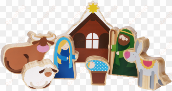 wooden nativity scene playing fun, 7pts - weihnachtskrippe zum spielen, 7-tlg.