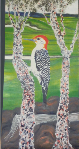 woodpecker on golf course - giraffe