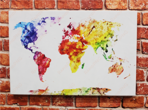 world map watercolor mural