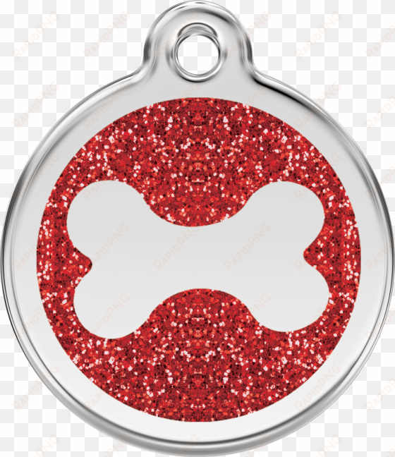 xbnrm, 9330725044906, image - red dingo personalised glitter bone pet id dog tag