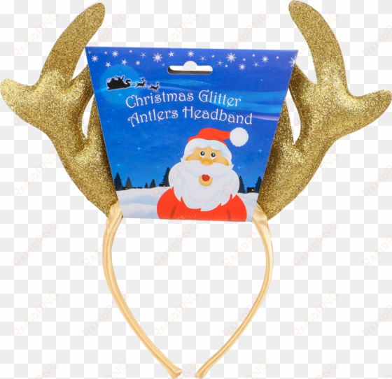 xmas glitter antlers headband, , large - julehårbånd med glimmergevir