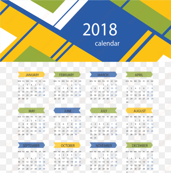 yellow blue abstract background 2018 calendar 2392 - 2018 calendar transparent background