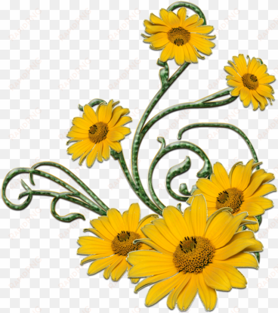 yellow flower and green swirls png by melissa-tm on - green and yellow flowers png