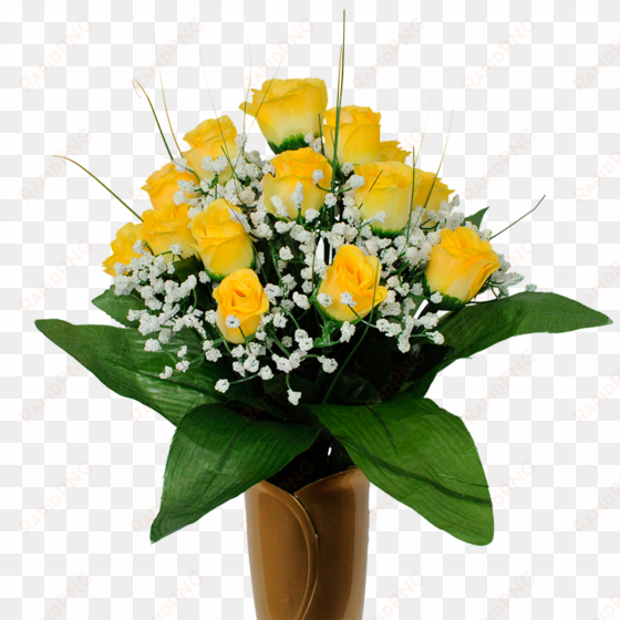 yellow roses with baby's breath - rose