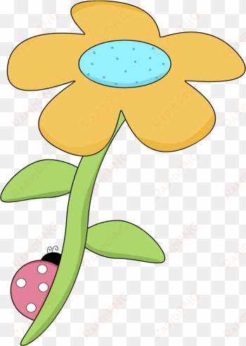 yellow spring flower with a ladybug - mycutegraphics flower