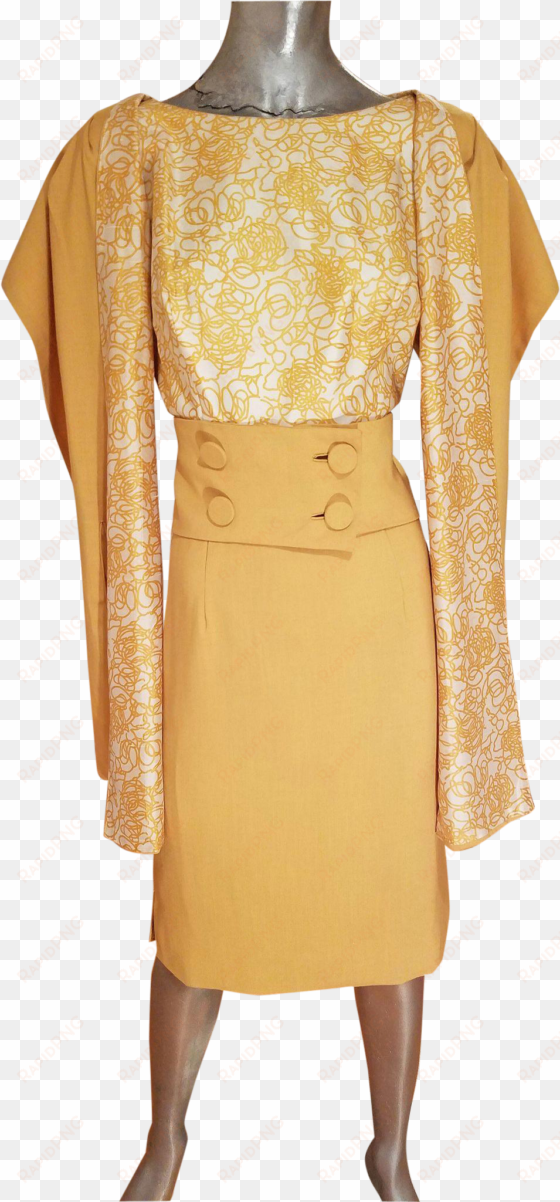 yellow/white swirl pattern silk bodice and shawl - day dress