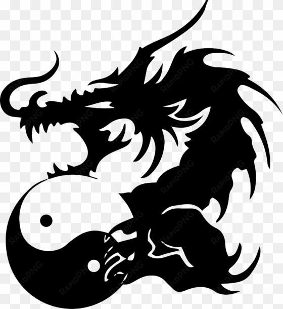 Yin And Yang Chinese Dragon Japanese Dragon Tattoo - Small Dragon Tattoo Flash transparent png image