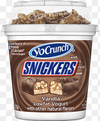 yocrunch vanilla lowfat yogurt with snickers pieces - dannon strawberry with granola yogurt