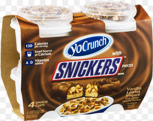 yocrunch yogurt, lowfat, vanilla, with snickers pieces