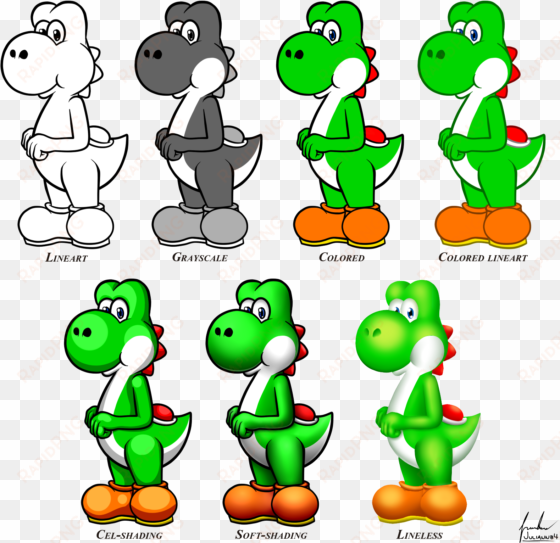 yoshi styles by juliannb - yoshi cel shading