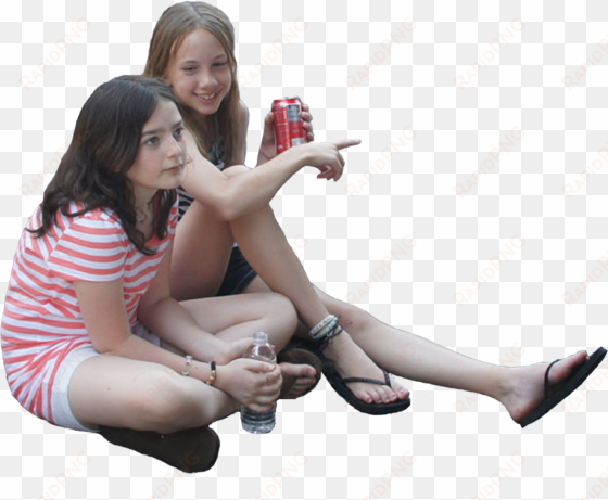 young girls sitting on ground watching event source - people sitting on ground png