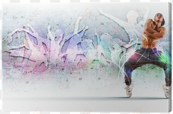 young man dancing hip hop with color lines canvas print - hip hop dance cover photos for facebook