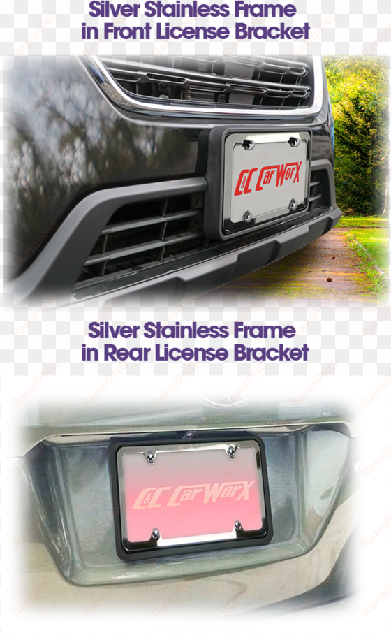 your choice of silver stainless or black stainless - c&c car worx rp-14 universal rear license plate